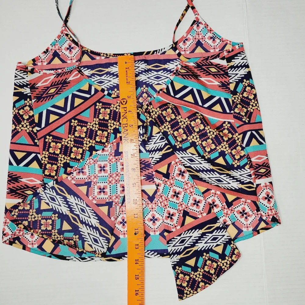 Ambiance Women’s Top Small Boho Printed Crop Coral Flowy Straps Lightweight Easy - Picture 4 of 7